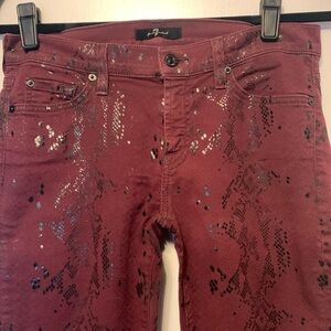 7 For All Mankind maroon skinny jeans, size 29